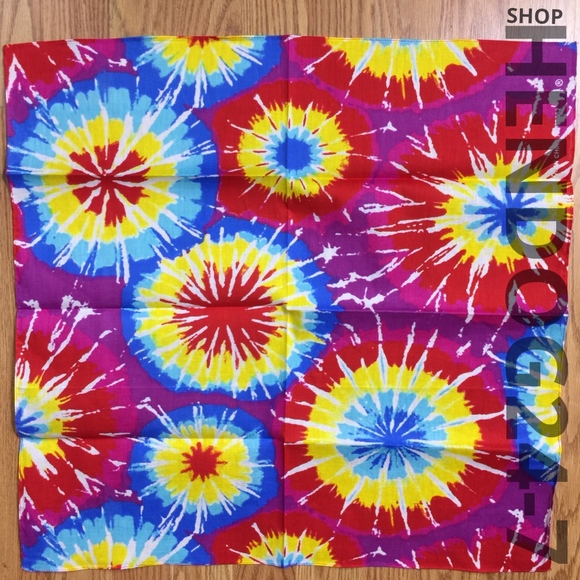 MULTI TIE DYE BURSTS BANDANA SCARVE ONE SIZE - Picture 2 of 4